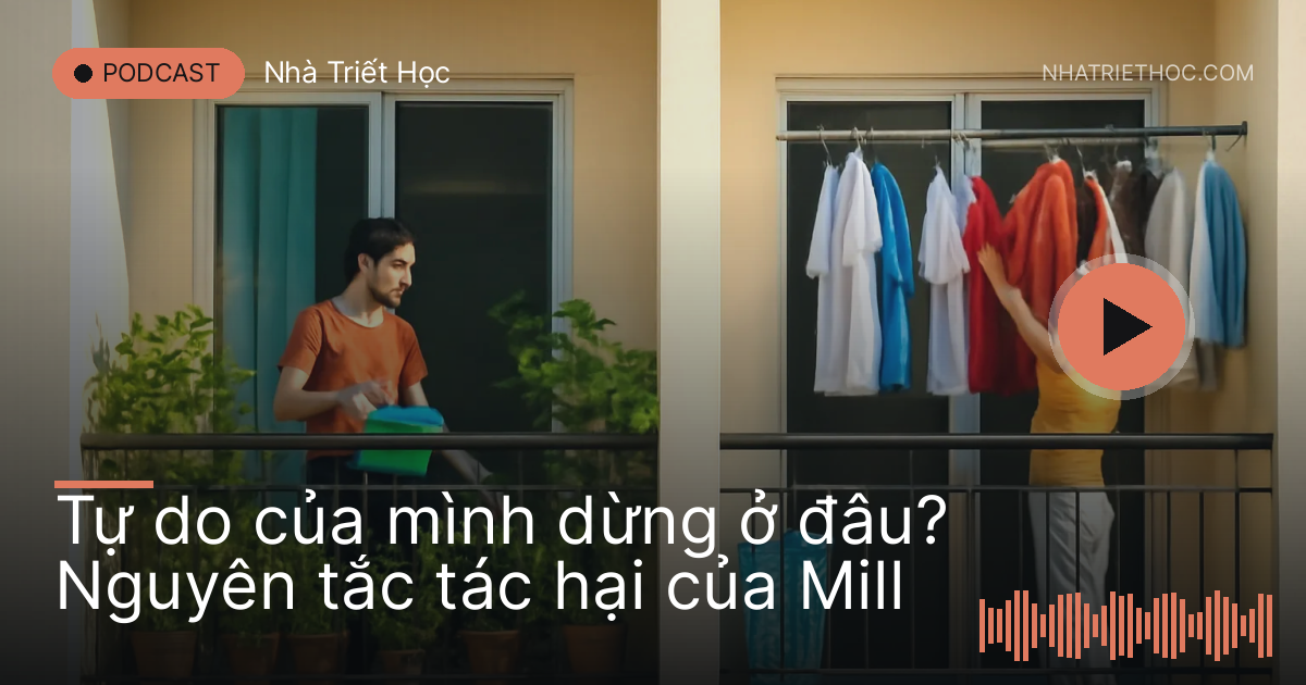 Hai ban công chung cư sát nhau, một người tưới cây, một người phơi đồ