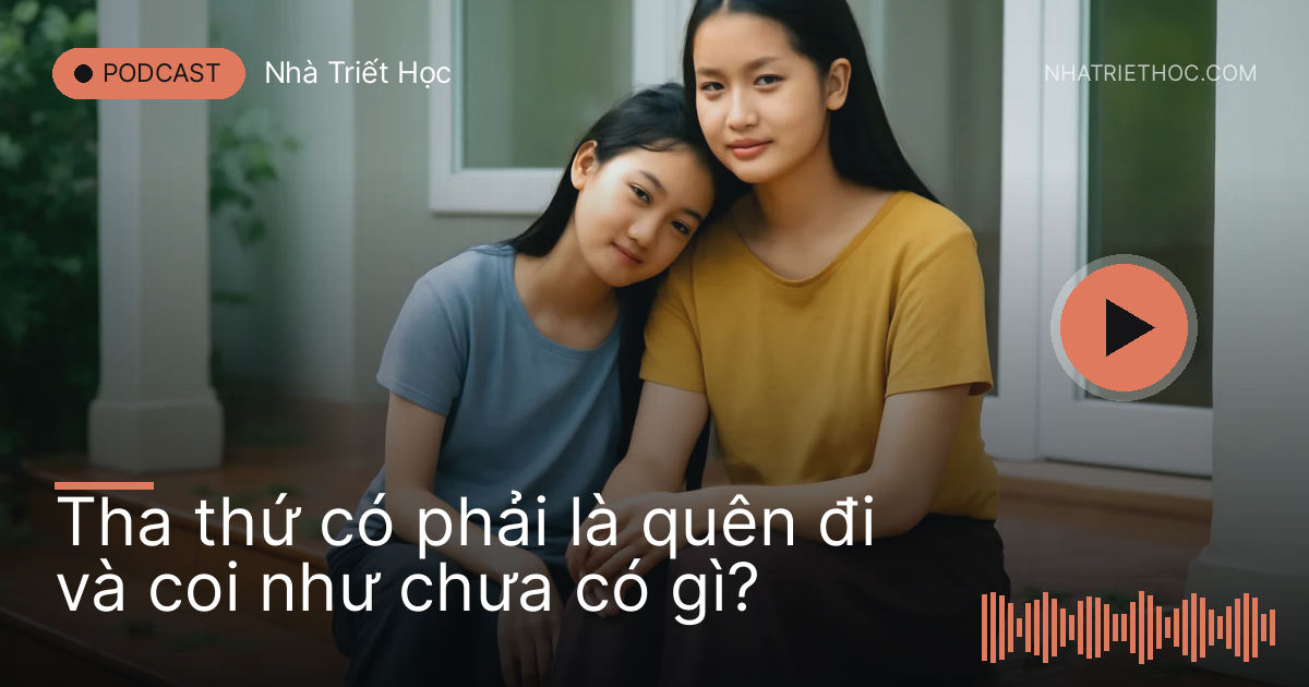 Hai chị em ngồi ôm nhau trên bậc thềm sau cơn mưa