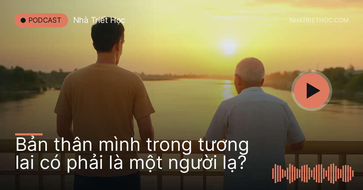Chàng trai trẻ và ông cụ đứng song song bên lan can cầu nhìn sông